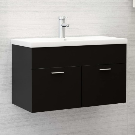 vidaXL Mueble con lavabo madera de ingeniería negro