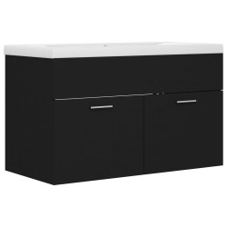 vidaXL Mueble con lavabo madera de ingeniería negro
