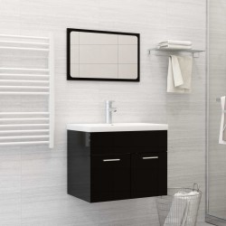 vidaXL Juego de muebles de baño madera de ingeniería negro brillo