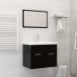vidaXL Juego de muebles de baño madera de ingeniería negro brillo
