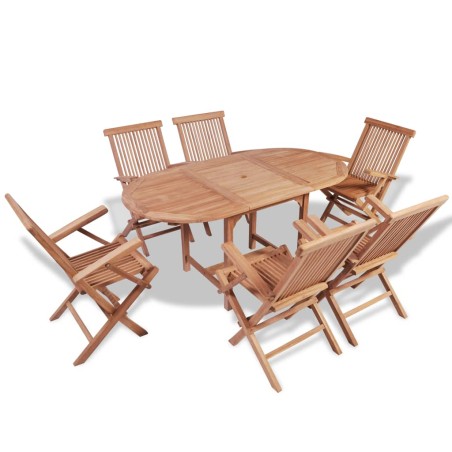 vidaXL Set de comedor de jardín 7 piezas de madera maciza de teca