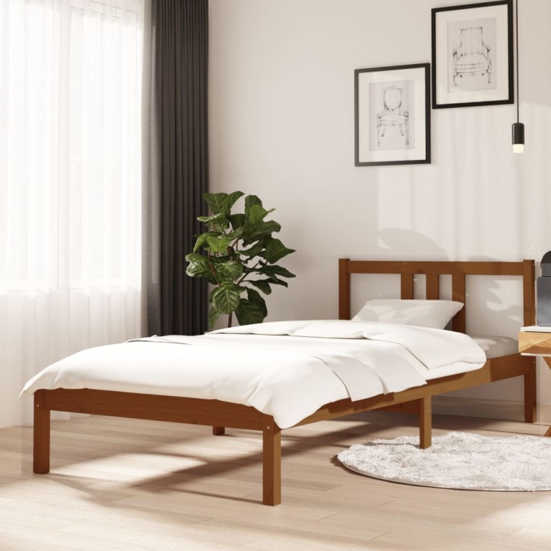 vidaXL Estructura de cama madera maciza marrón miel 90x200 cm vidaXL Estructura de cama madera maciza marrón miel 90x200 cm