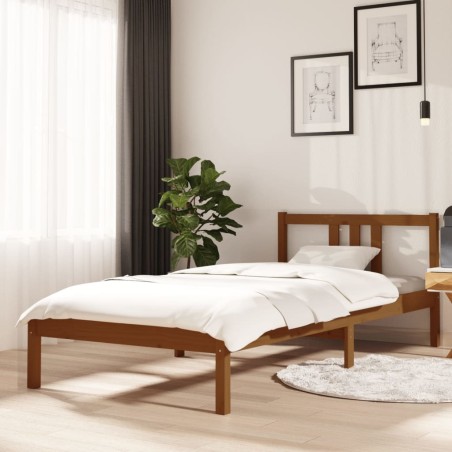 vidaXL Estructura de cama madera maciza marrón miel 90x200 cm