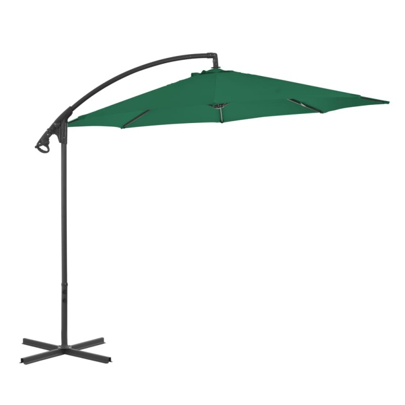 vidaXL Sombrilla voladiza voladiza con poste de acero 300 cm verde vidaXL Sombrilla voladiza voladiza con poste de acero 300 cm verde