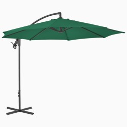 vidaXL Sombrilla voladiza voladiza con poste de acero 300 cm verde