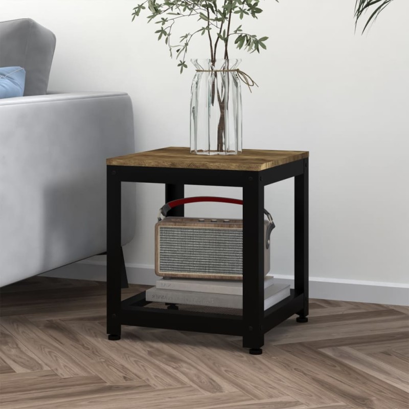 vidaXL Mesita auxiliar MDF y hierro marrón claro y negro 40x40x45 cm vidaXL Mesita auxiliar MDF y hierro marrón claro y negro 40x40x45 cm