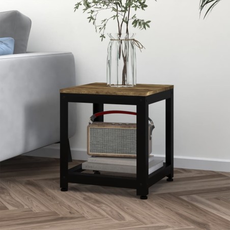 vidaXL Mesita auxiliar MDF y hierro marrón claro y negro 40x40x45 cm