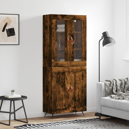 vidaXL Aparador alto madera contrachapada roble ahumado 69,5x34x180 cm