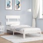vidaXL Estructura de cama con cabecero madera maciza blanco 100x200 cm