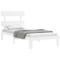 vidaXL Estructura de cama con cabecero madera maciza blanco 100x200 cm