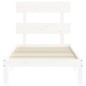 vidaXL Estructura de cama con cabecero madera maciza blanco 100x200 cm