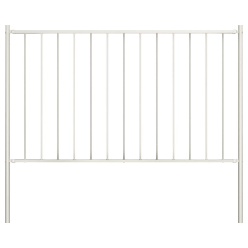 vidaXL Panel de valla y postes acero recubrimiento polvo blanco 1,7x1m vidaXL Panel de valla y postes acero recubrimiento polvo blanco 1,7x1m