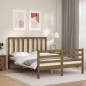 vidaXL Estructura cama y cabecero madera maciza marrón miel 140x200 cm