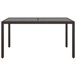 vidaXL Mesa jardín vidrio templado ratán sintético marrón 150x90x75 cm