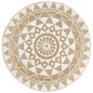 vidaXL Alfombra de yute tejida a mano con estampado blanco 120 cm vidaXL Alfombra de yute tejida a mano con estampado blanco 120 cm