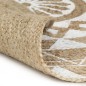 vidaXL Alfombra de yute tejida a mano con estampado blanco 120 cm vidaXL Alfombra de yute tejida a mano con estampado blanco 120 cm