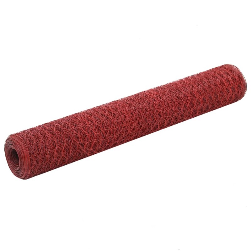 vidaXL Alambrada de gallinero acero revestimiento PVC rojo 25x1 m vidaXL Alambrada de gallinero acero revestimiento PVC rojo 25x1 m
