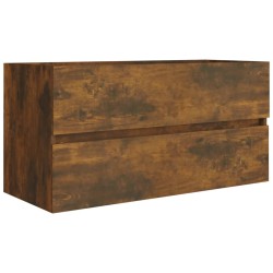 vidaXL Mueble lavabo madera contrachapada roble ahumado 90x38,5x45cm