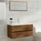vidaXL Mueble lavabo madera contrachapada roble ahumado 90x38,5x45cm
