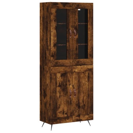 vidaXL Aparador alto madera contrachapada roble ahumado 69,5x34x180 cm