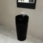 vidaXL Lavabo redondo de cerámica con orificio de grifo/desagüe negr vidaXL Lavabo redondo de cerámica con orificio de grifo/desagüe negr