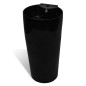 vidaXL Lavabo redondo de cerámica con orificio de grifo/desagüe negr vidaXL Lavabo redondo de cerámica con orificio de grifo/desagüe negr