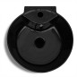 vidaXL Lavabo redondo de cerámica con orificio de grifo/desagüe negr vidaXL Lavabo redondo de cerámica con orificio de grifo/desagüe negr