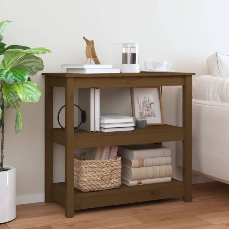vidaXL Mesa consola de madera maciza de pino marrón miel 80x40x74 cm