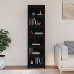 vidaXL Estantería madera maciza de pino negra 50x35x183 cm