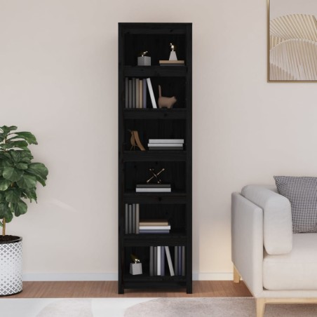 vidaXL Estantería madera maciza de pino negra 50x35x183 cm