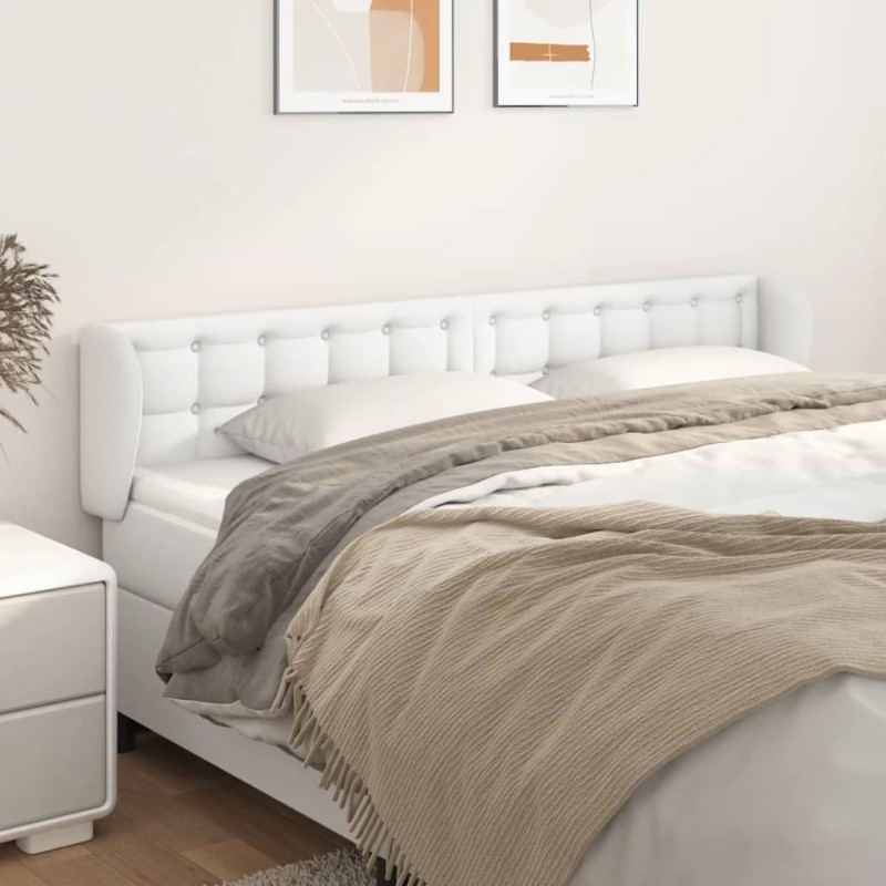 vidaXL Cabecero de cuero sintético blanco 203x23x78/88 cm vidaXL Cabecero de cuero sintético blanco 203x23x78/88 cm