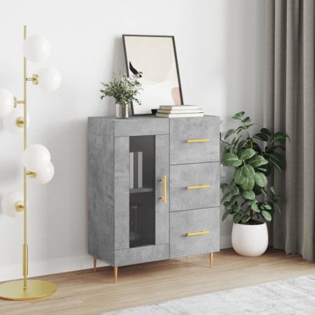 vidaXL Aparador de madera de ingeniería gris hormigón 69,5x34x90 cm