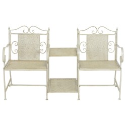 vidaXL Banco de 2 asientos 161 cm acero blanco