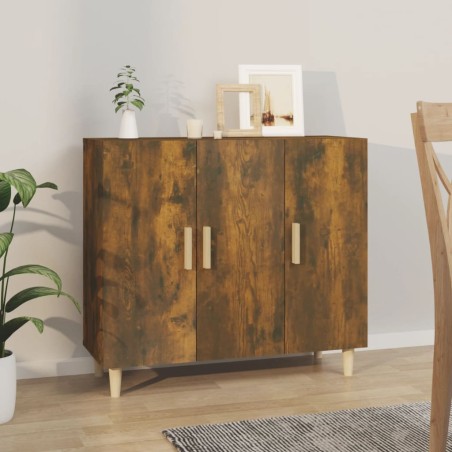 vidaXL Aparador de madera de ingeniería roble ahumado 90x34x80 cm