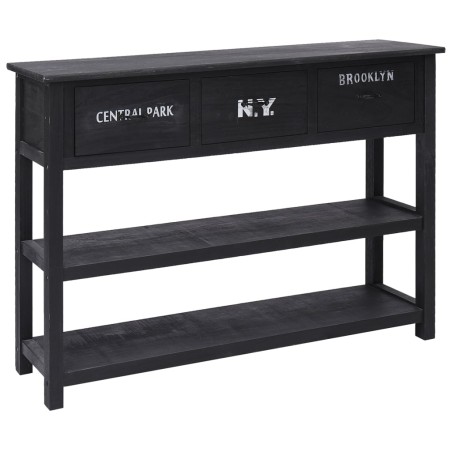 vidaXL Aparador de madera maciza de Paulownia negro 108x30x76 cm