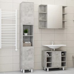 vidaXL Juego muebles de baño 3 pzas madera de ingeniería gris hormigón