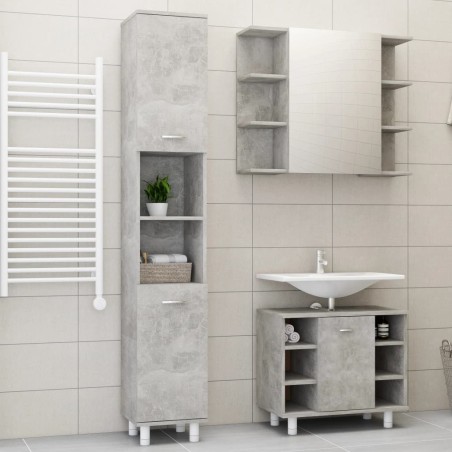 vidaXL Juego muebles de baño 3 pzas madera de ingeniería gris hormigón