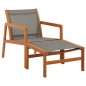 vidaXL Silla de jardín con reposapiés madera eucalipto textilene gris vidaXL Silla de jardín con reposapiés madera eucalipto textilene gris