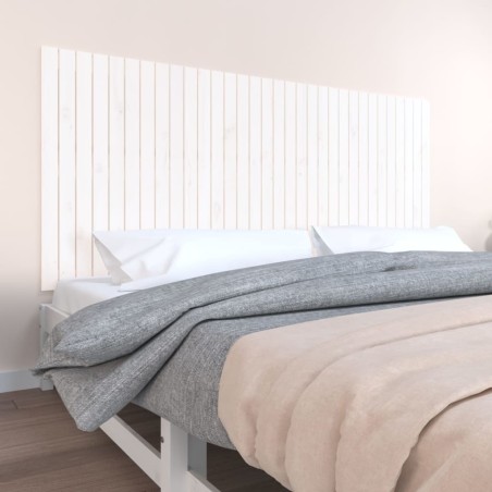 vidaXL Cabecero de cama pared madera maciza pino blanco 204x3x90 cm