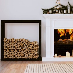 vidaXL Estante para leña madera maciza de pino negro 100x25x100 cm