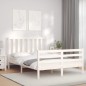 vidaXL Estructura cama de matrimonio con cabecero madera maciza blanco vidaXL Estructura cama de matrimonio con cabecero madera maciza blanco