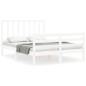 vidaXL Estructura cama de matrimonio con cabecero madera maciza blanco vidaXL Estructura cama de matrimonio con cabecero madera maciza blanco