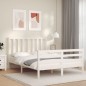 vidaXL Estructura cama de matrimonio con cabecero madera maciza blanco vidaXL Estructura cama de matrimonio con cabecero madera maciza blanco