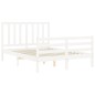 vidaXL Estructura cama de matrimonio con cabecero madera maciza blanco vidaXL Estructura cama de matrimonio con cabecero madera maciza blanco