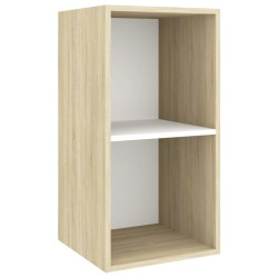 vidaXL Mueble TV de pared madera contrachapada blanco roble 37x37x72cm