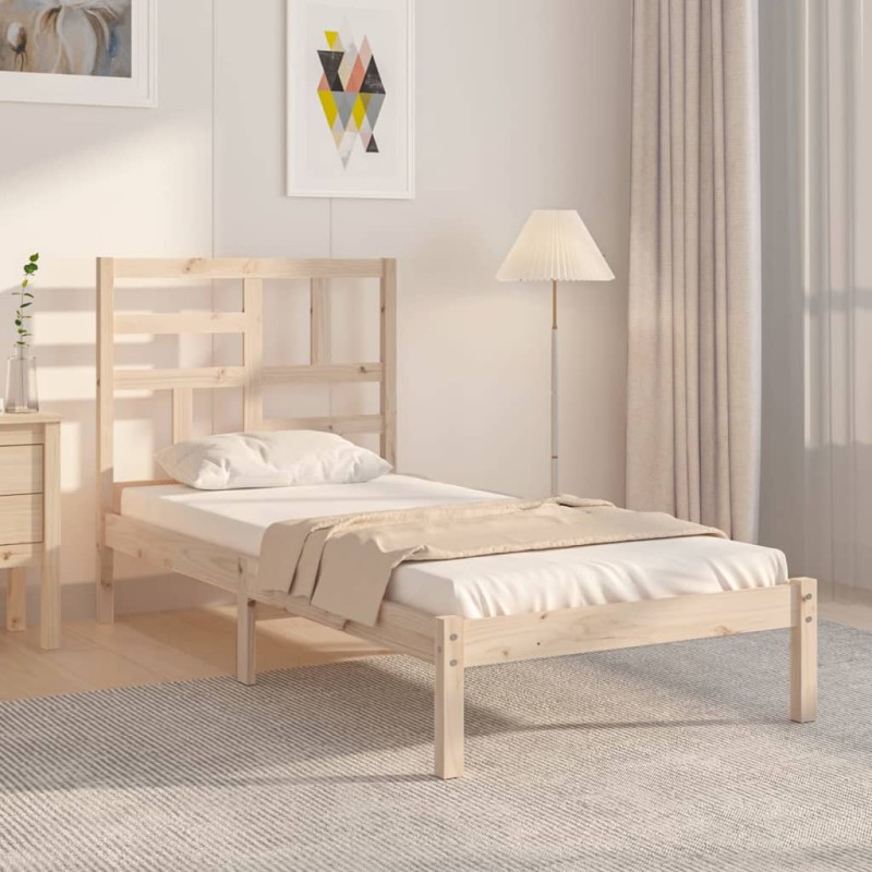 vidaXL Estructura de cama madera maciza 75x190 cm