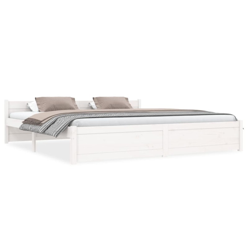vidaXL Estructura de cama madera maciza blanco Super King 180x200 cm vidaXL Estructura de cama madera maciza blanco Super King 180x200 cm