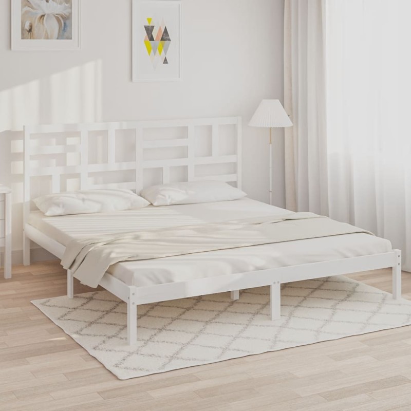 vidaXL Estructura de cama madera maciza blanco 200x200 cm vidaXL Estructura de cama madera maciza blanco 200x200 cm