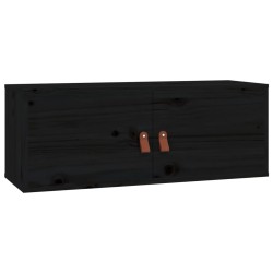 vidaXL Armario de pared de madera maciza de pino negro 80x30x30 cm