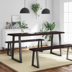 vidaXL Tablero mesa madera tratada borde vivo marrón 180x40x(2-4) cm